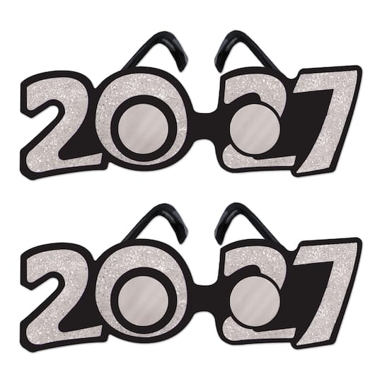 Beistle 2.5" x 8" 2027 Glittered Plastic Eyeglasses, 2ct.